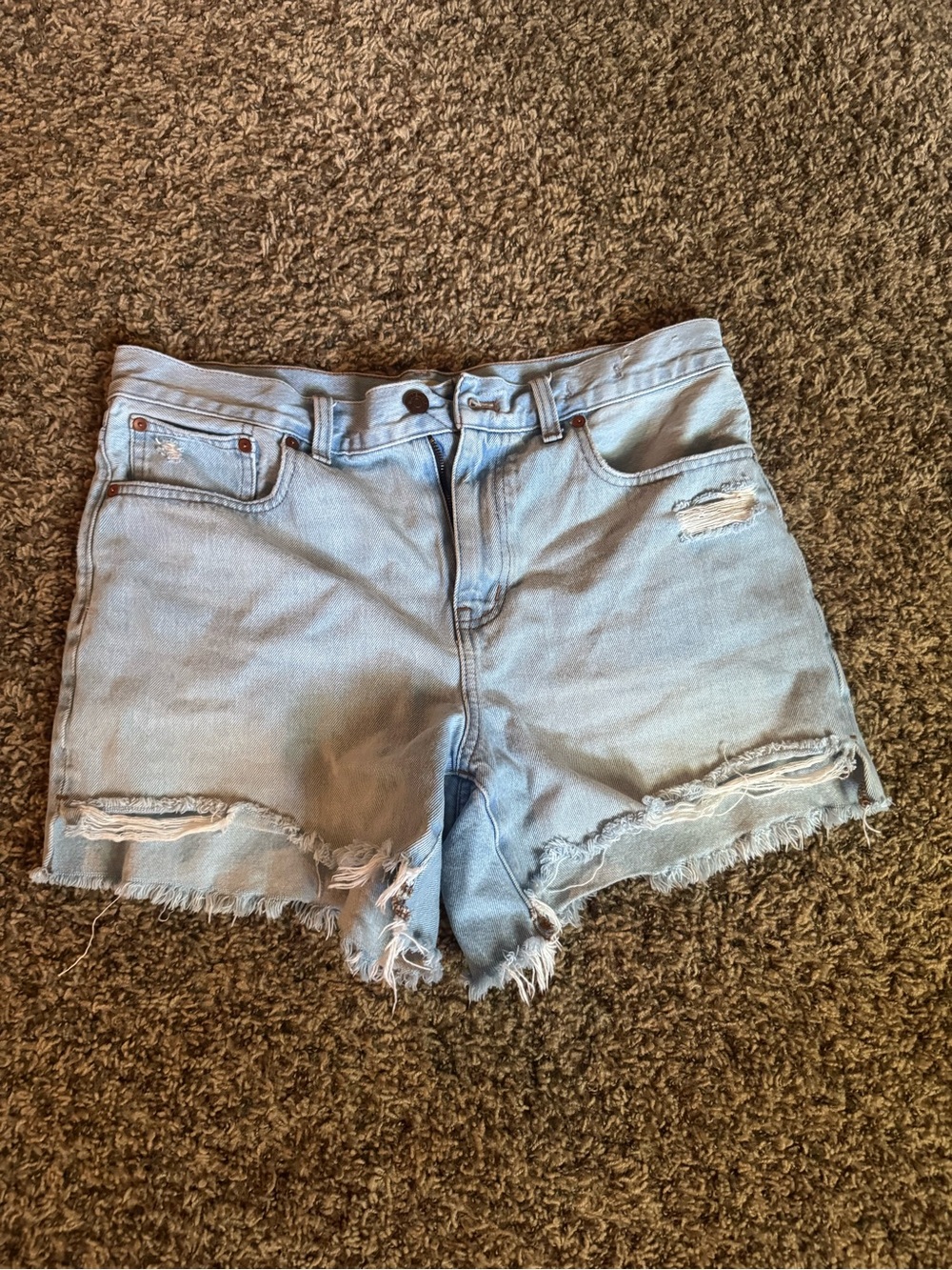 Madewell Light Wash Distressed Denim Cutoff Shorts